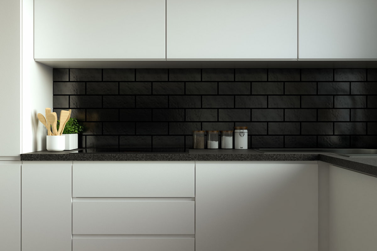  Black Ceramic Tile Backsplash; Subway Square Hexagon Designs Smooth Surface 