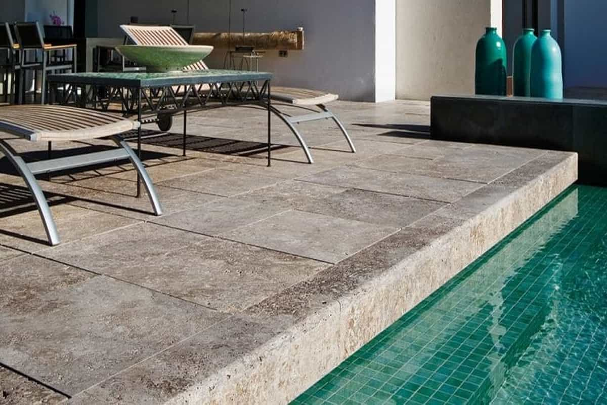  Natural Travertine Tiles; Acidic Rain Resistance 4 Color White Black Brown Gray 