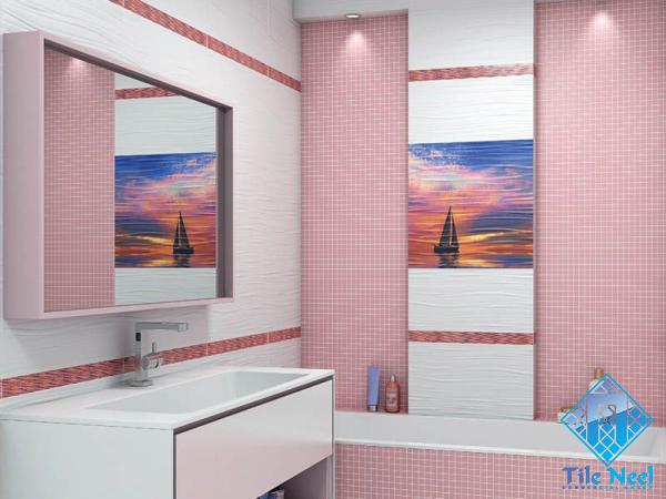 Large pink bathroom tiles | Buy at a cheap price